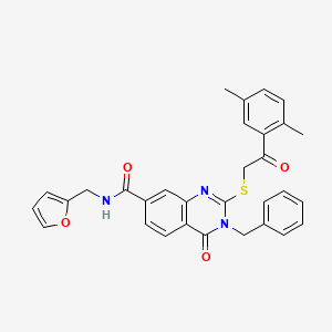 molecular formula C31H27N3O4S B2386566 3-benzyl-2-{[2-(2,5-dimethylphenyl)-2-oxoethyl]sulfanyl}-N-[(furan-2-yl)methyl]-4-oxo-3,4-dihydroquinazoline-7-carboxamide CAS No. 1113135-50-4