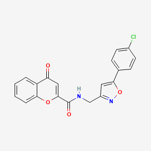 molecular formula C20H13ClN2O4 B2386583 N-((5-(4-氯苯基)异恶唑-3-基)甲基)-4-氧代-4H-色烯-2-甲酰胺 CAS No. 946210-57-7