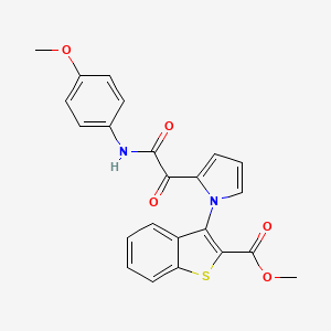 molecular formula C23H18N2O5S B2386590 3-{2-[2-(4-甲氧基苯胺基)-2-氧代乙酰]-1H-吡咯-1-基}-1-苯并噻吩-2-甲酸甲酯 CAS No. 477872-77-8