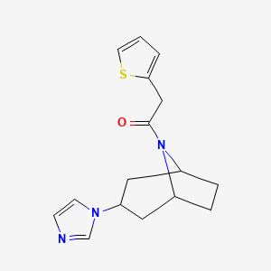 molecular formula C16H19N3OS B2386603 1-((1R,5S)-3-(1H-imidazol-1-yl)-8-azabicyclo[3.2.1]octan-8-yl)-2-(thiophen-2-yl)ethan-1-one CAS No. 2320602-66-0