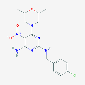 N~2~-(4-chlorobenzyl)-6-(2,6-dimethylmorpholin-4-yl)-5-nitropyrimidine-2,4-diamine