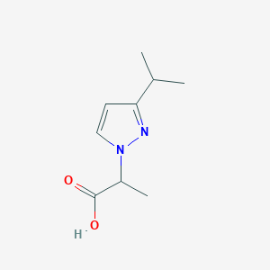 molecular formula C9H14N2O2 B2386608 2-(3-Propan-2-ylpyrazol-1-yl)propanoic acid CAS No. 1520389-49-4