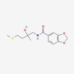 molecular formula C14H19NO4S B2386609 N-(2-羟基-2-甲基-4-(甲硫基)丁基)苯并[d][1,3]二氧杂环-5-甲酰胺 CAS No. 1421531-57-8