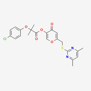 6-(((4,6-dimethylpyrimidin-2-yl)thio)methyl)-4-oxo-4H-pyran-3-yl 2-(4-chlorophenoxy)-2-methylpropanoate