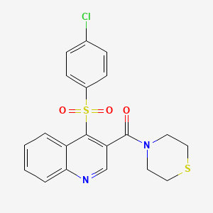(4-((4-Chlorophenyl)sulfonyl)quinolin-3-yl)(thiomorpholino)methanone