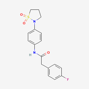 molecular formula C17H17FN2O3S B2386624 N-(4-(1,1-二氧化异噻唑烷-2-基)苯基)-2-(4-氟苯基)乙酰胺 CAS No. 941974-45-4