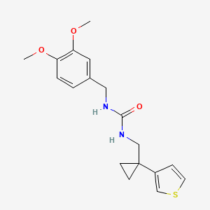 molecular formula C18H22N2O3S B2386625 1-[(3,4-Dimethoxyphenyl)methyl]-3-[(1-thiophen-3-ylcyclopropyl)methyl]urea CAS No. 2415584-11-9