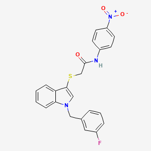 molecular formula C23H18FN3O3S B2386626 2-[1-[(3-fluorophenyl)methyl]indol-3-yl]sulfanyl-N-(4-nitrophenyl)acetamide CAS No. 919715-61-0