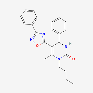 molecular formula C23H24N4O2 B2386628 1-butyl-6-methyl-4-phenyl-5-(3-phenyl-1,2,4-oxadiazol-5-yl)-3,4-dihydropyrimidin-2(1H)-one CAS No. 1172266-81-7