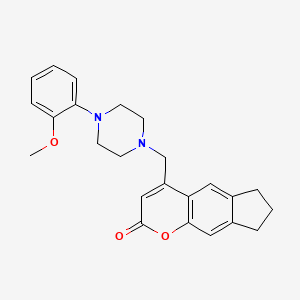 molecular formula C24H26N2O3 B2386635 4-((4-(2-methoxyphenyl)piperazin-1-yl)methyl)-7,8-dihydrocyclopenta[g]chromen-2(6H)-one CAS No. 848314-45-4