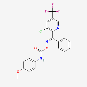 molecular formula C21H15ClF3N3O3 B2386653 (E)-{[3-chloro-5-(trifluoromethyl)pyridin-2-yl](phenyl)methylidene}amino N-(4-methoxyphenyl)carbamate CAS No. 344261-93-4