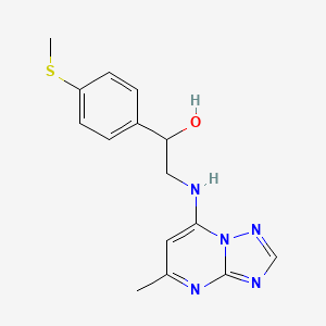 molecular formula C15H17N5OS B2386654 1-(4-Methylsulfanylphenyl)-2-[(5-methyl-[1,2,4]triazolo[1,5-a]pyrimidin-7-yl)amino]ethanol CAS No. 2380083-75-8