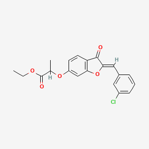 molecular formula C20H17ClO5 B2386659 (Z)-ethyl 2-((2-(3-chlorobenzylidene)-3-oxo-2,3-dihydrobenzofuran-6-yl)oxy)propanoate CAS No. 620546-57-8