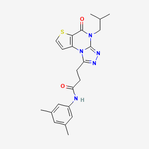 molecular formula C22H25N5O2S B2386660 N-(3,5-dimethylphenyl)-3-(4-isobutyl-5-oxo-4,5-dihydrothieno[2,3-e][1,2,4]triazolo[4,3-a]pyrimidin-1-yl)propanamide CAS No. 1185119-47-4