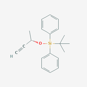 molecular formula C20H24OSi B2386662 1,1'-[(1,1-Dimethylethyl)[[(1S)-1-methyl-2-propyn-1-yl]oxy]silylene]bis[benzene] CAS No. 603045-12-1