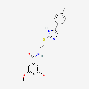 molecular formula C21H23N3O3S B2386665 3,5-二甲氧基-N-(2-((5-(对甲苯基)-1H-咪唑-2-基)硫)乙基)苯甲酰胺 CAS No. 897454-75-0