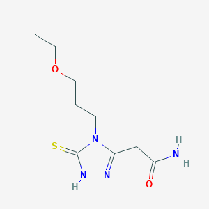 molecular formula C9H16N4O2S B2386667 2-[4-(3-ethoxypropyl)-5-sulfanyl-4H-1,2,4-triazol-3-yl]acetamide CAS No. 871673-12-0