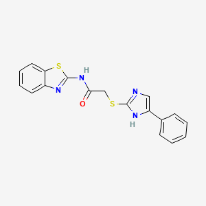 molecular formula C18H14N4OS2 B2386674 N-(1,3-benzothiazol-2-yl)-2-[(5-phenyl-1H-imidazol-2-yl)sulfanyl]acetamide CAS No. 845298-55-7