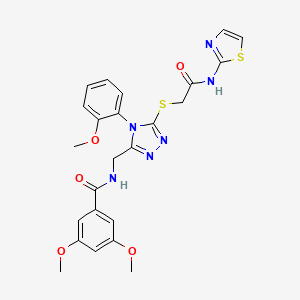 3,5-dimethoxy-N-[[4-(2-methoxyphenyl)-5-[2-oxo-2-(1,3-thiazol-2-ylamino)ethyl]sulfanyl-1,2,4-triazol-3-yl]methyl]benzamide