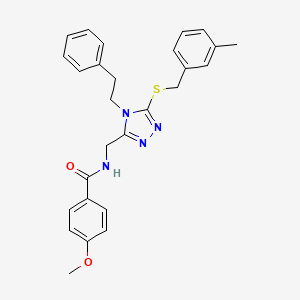 4-methoxy-N-((5-((3-methylbenzyl)thio)-4-phenethyl-4H-1,2,4-triazol-3-yl)methyl)benzamide