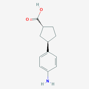 molecular formula C12H15NO2 B2386699 (1R,3R)-3-(4-Aminophenyl)cyclopentane-1-carboxylic acid CAS No. 2416219-04-8