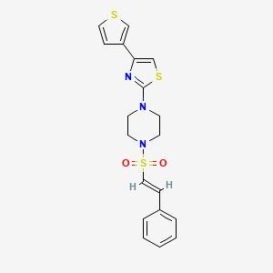 molecular formula C19H19N3O2S3 B2386700 (E)-2-(4-(styrylsulfonyl)piperazin-1-yl)-4-(thiophen-3-yl)thiazole CAS No. 1448139-95-4
