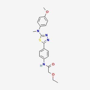 molecular formula C20H22N4O3S B2386701 2-乙氧基-N-(4-(5-((4-甲氧基苯基)(甲基)氨基)-1,3,4-噻二唑-2-基)苯基)乙酰胺 CAS No. 1021092-89-6