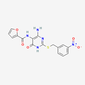 molecular formula C16H13N5O5S B2386704 N-(4-amino-2-((3-nitrobenzyl)thio)-6-oxo-1,6-dihydropyrimidin-5-yl)furan-2-carboxamide CAS No. 868226-66-8