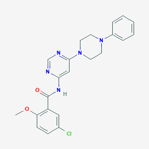 molecular formula C22H22ClN5O2 B2386705 5-氯-2-甲氧基-N-[6-(4-苯基哌嗪-1-基)嘧啶-4-基]苯甲酰胺 CAS No. 1396637-68-5