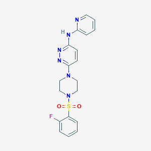 molecular formula C19H19FN6O2S B2386707 6-(4-((2-fluorophenyl)sulfonyl)piperazin-1-yl)-N-(pyridin-2-yl)pyridazin-3-amine CAS No. 1021115-14-9