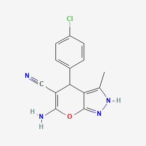 6-Amino-4-(4-chlorophenyl)-3-methyl-1,4-dihydropyrano[2,3-c]pyrazole-5-carbonitrile
