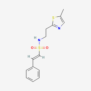 molecular formula C14H16N2O2S2 B2386726 (E)-N-[2-(5-Methyl-1,3-thiazol-2-YL)ethyl]-2-phenylethenesulfonamide CAS No. 1436369-86-6
