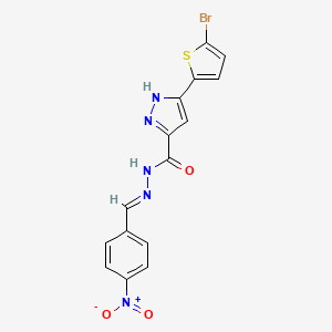 (E)-3-(5-bromothiophen-2-yl)-N'-(4-nitrobenzylidene)-1H-pyrazole-5-carbohydrazide