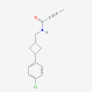 molecular formula C15H16ClNO B2386746 N-[[3-(4-Chlorophenyl)cyclobutyl]methyl]but-2-ynamide CAS No. 2411267-17-7