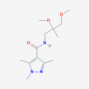 molecular formula C13H23N3O3 B2386754 N-(2,3-dimethoxy-2-methylpropyl)-1,3,5-trimethyl-1H-pyrazole-4-carboxamide CAS No. 2034586-23-5