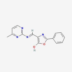molecular formula C15H12N4O2 B2386760 4-{[(4-methyl-2-pyrimidinyl)amino]methylene}-2-phenyl-1,3-oxazol-5(4H)-one CAS No. 339010-31-0