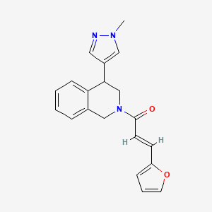 molecular formula C20H19N3O2 B2386771 (E)-3-(呋喃-2-基)-1-(4-(1-甲基-1H-吡唑-4-基)-3,4-二氢异喹啉-2(1H)-基)丙-2-烯-1-酮 CAS No. 2035007-73-7