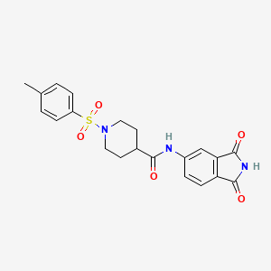 molecular formula C21H21N3O5S B2386775 N-(1,3-二氧代异吲哚啉-5-基)-1-甲苯磺酰基哌啶-4-甲酰胺 CAS No. 923488-91-9