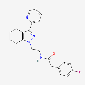 molecular formula C22H23FN4O B2386779 2-(4-fluorophenyl)-N-(2-(3-(pyridin-2-yl)-4,5,6,7-tetrahydro-1H-indazol-1-yl)ethyl)acetamide CAS No. 1797623-44-9