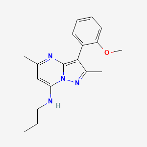 molecular formula C18H22N4O B2386782 3-(2-甲氧基苯基)-2,5-二甲基-N-丙基吡唑并[1,5-a]嘧啶-7-胺 CAS No. 879475-45-3