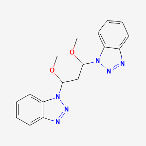 molecular formula C17H18N6O2 B2386783 1-[3-(Benzotriazol-1-yl)-1,3-dimethoxypropyl]benzotriazole CAS No. 301170-35-4