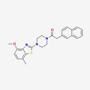 molecular formula C25H25N3O2S B2386786 1-(4-(4-Methoxy-7-methylbenzo[d]thiazol-2-yl)piperazin-1-yl)-2-(naphthalen-2-yl)ethanone CAS No. 955816-93-0