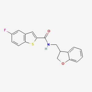 molecular formula C18H14FNO2S B2386792 N-[(2,3-dihydro-1-benzofuran-3-yl)methyl]-5-fluoro-1-benzothiophene-2-carboxamide CAS No. 2097884-62-1