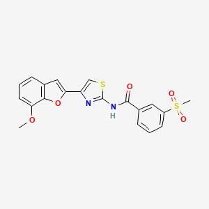 molecular formula C20H16N2O5S2 B2386815 N-(4-(7-甲氧基苯并呋喃-2-基)噻唑-2-基)-3-(甲基磺酰基)苯甲酰胺 CAS No. 921568-36-7