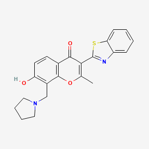 molecular formula C22H20N2O3S B2386826 3-(benzo[d]thiazol-2-yl)-7-hydroxy-2-methyl-8-(pyrrolidin-1-ylmethyl)-4H-chromen-4-one CAS No. 308297-80-5