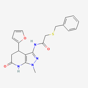 2-(benzylthio)-N-(4-(furan-2-yl)-1-methyl-6-oxo-4,5,6,7-tetrahydro-1H-pyrazolo[3,4-b]pyridin-3-yl)acetamide