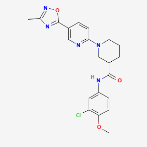 molecular formula C21H22ClN5O3 B2386842 N-(3-氯-4-甲氧基苯基)-1-(5-(3-甲基-1,2,4-恶二唑-5-基)吡啶-2-基)哌啶-3-甲酰胺 CAS No. 1396772-15-8