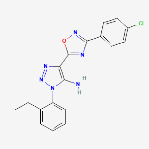 molecular formula C18H15ClN6O B2386844 5-[3-(4-Chlorophenyl)-1,2,4-oxadiazol-5-yl]-3-(2-ethylphenyl)triazol-4-amine CAS No. 892778-42-6