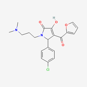 molecular formula C20H21ClN2O4 B2386847 5-(4-chlorophenyl)-1-(3-(dimethylamino)propyl)-4-(furan-2-carbonyl)-3-hydroxy-1H-pyrrol-2(5H)-one CAS No. 378752-27-3