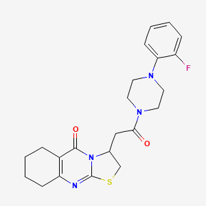 molecular formula C22H25FN4O2S B2386863 3-(2-(4-(2-fluorophenyl)piperazin-1-yl)-2-oxoethyl)-6,7,8,9-tetrahydro-2H-thiazolo[2,3-b]quinazolin-5(3H)-one CAS No. 1021091-31-5